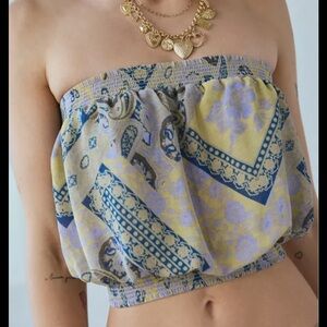 New Kimchi Blue Harper Printed Bubble Tube Top